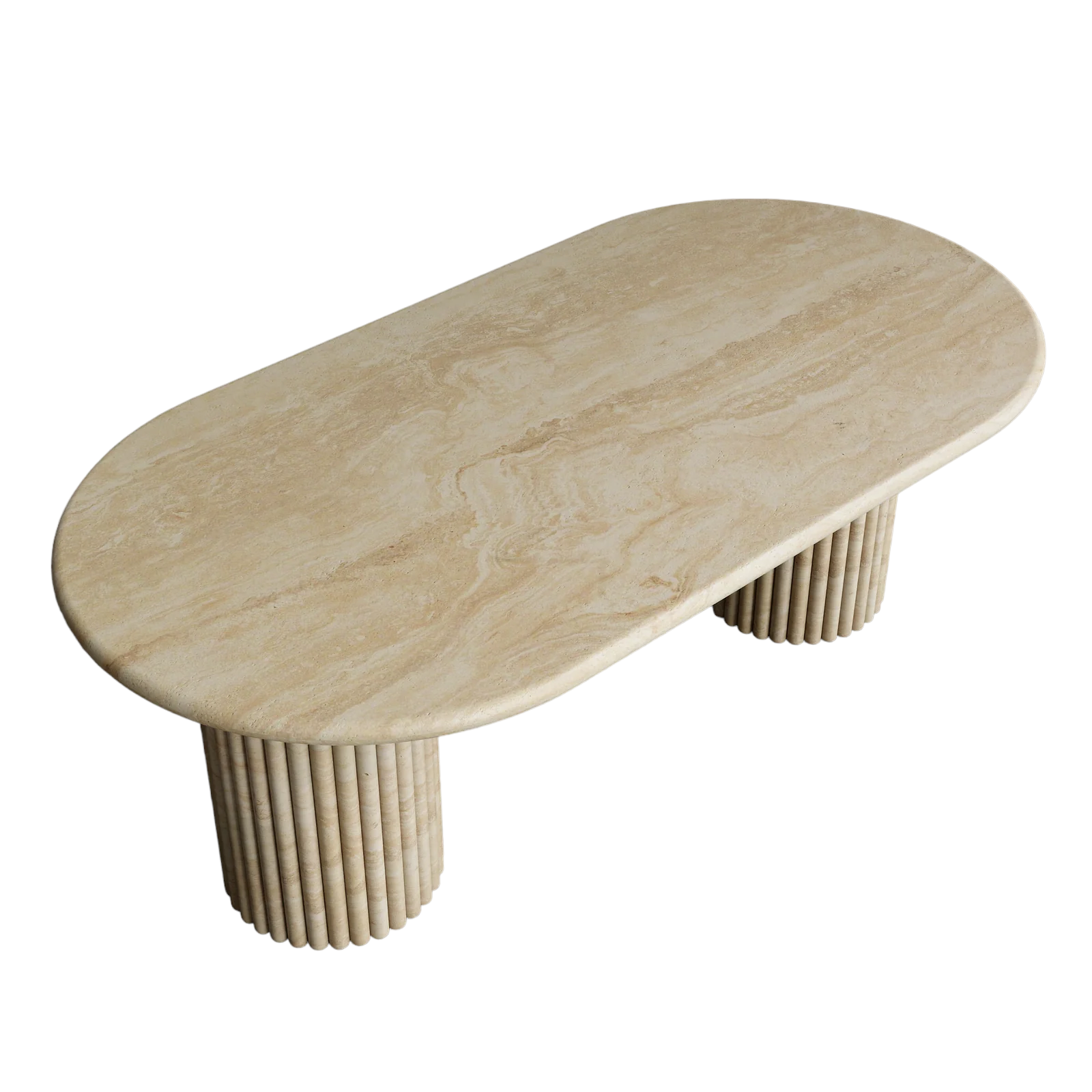 LORENZO HAND CRAFTED ORGANIC OVAL TRAVERTINE DINING TABLE