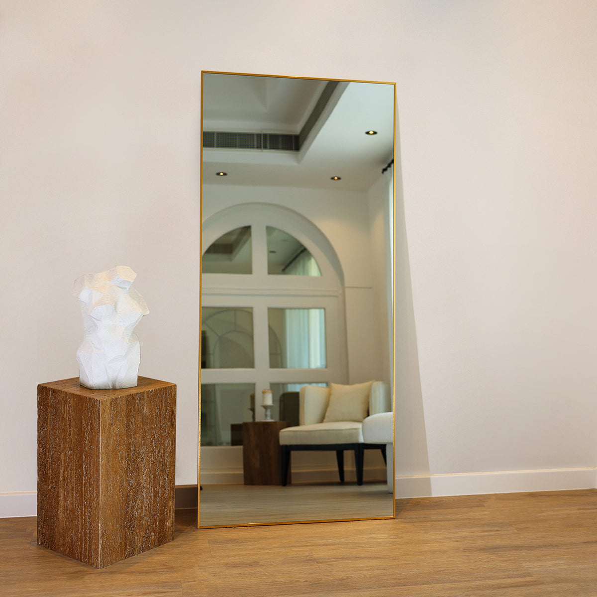 VIENNA LARGE - FULL LENGTH BRUSHED GOLD CONTEMPORARY METAL RECTANGULAR 180CM X 80CM