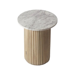 HAND MADE NORDIC NATURAL FLUTED MARBLE SIDE TABLE