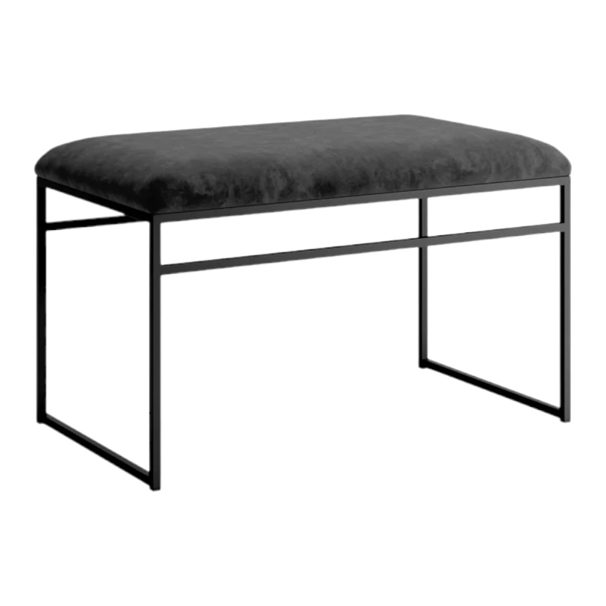 HAND CRAFTED SOHO METAL FRAME BLACK SUEDE BENCH