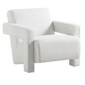 HAND CRAFTED TALIA SCULPTURAL WHITE BOUCLE CURVED ARMCHAIR