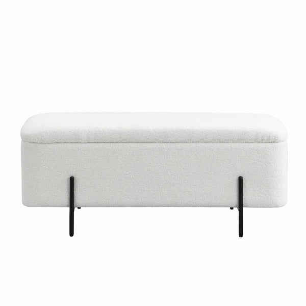 HAND CRAFTED ELAI BOUCLE LARGE 120CM STORAGE OTTOMAN BENCH