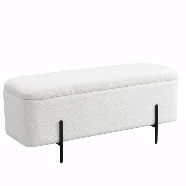 HAND CRAFTED ELAI BOUCLE LARGE 120CM STORAGE OTTOMAN BENCH