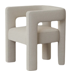 HAND CRAFTED MONIQUE SCULPTURAL WHITE BOUCLE ARMCHAIR