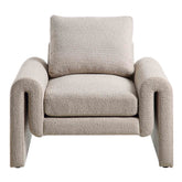 HAND CRAFTED CELESTE TAUPE BOUCLE CURVED ARMCHAIR