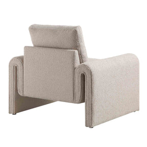 HAND CRAFTED CELESTE TAUPE BOUCLE CURVED ARMCHAIR