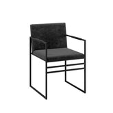HAND CRAFTED SOHO METAL FRAME BLACK SUEDE DINING CHAIR