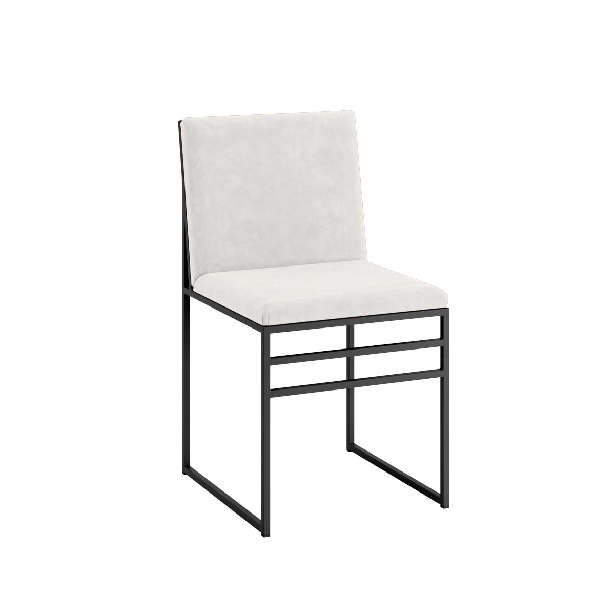 HAND CRAFTED MAYFAIR METAL FRAME WHITE SUEDE DINING CHAIR