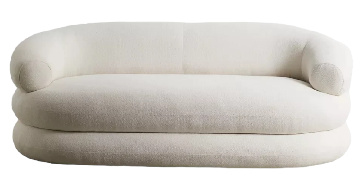 HAND CRAFTED LUCY CREAM BOUCLE CURVED SOFA