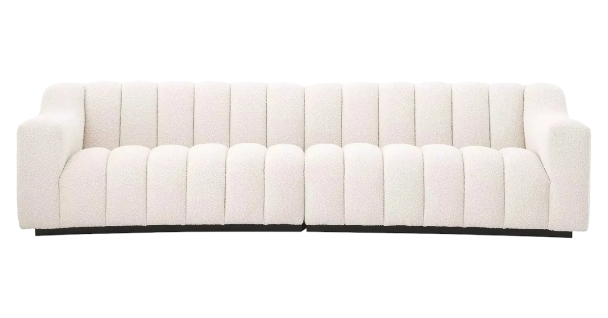 HAND CRAFTED KENT CREAM BOUCLE CURVED SOFA