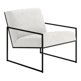 HAND CRAFTED SOHO STEEL FRAME WHITE SUEDE ARMCHAIR