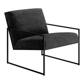 HAND CRAFTED SOHO STEEL FRAME BLACK SUEDE ARMCHAIR