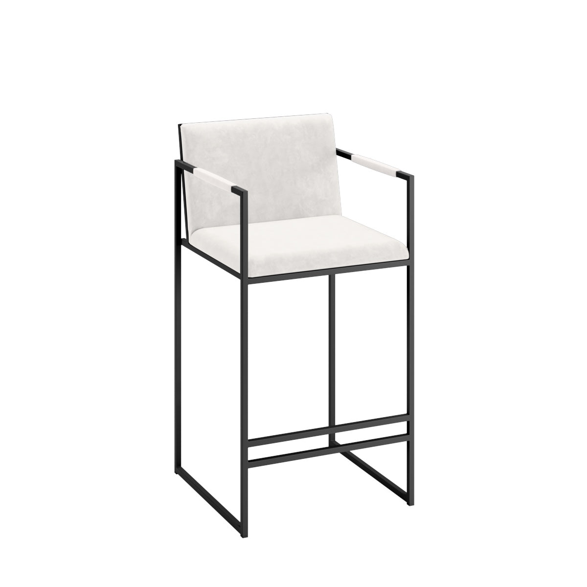 HAND CRAFTED SOHO METAL FRAME WHITE SUEDE BAR STOOL