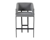 HAND CRAFTED CODIE METAL FRAME GREY BOUCLE BAR STOOL