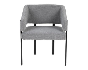 HAND CRAFTED CODIE METAL FRAME GREY BOUCLE DINING CHAIR