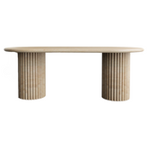 LUNA HAND CRAFTED ORGANIC OVAL TRAVERTINE DINING TABLE