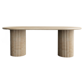 LUNA HAND CRAFTED ORGANIC OVAL TRAVERTINE DINING TABLE