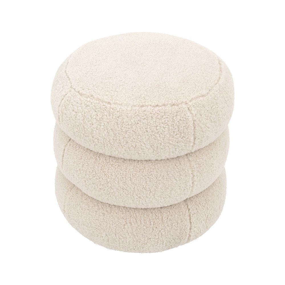 HAND CRAFTED ENZA WHITE BOUCLE POUF/OTTOMAN