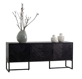 HAND MADE AXEL BLACK SCANDINAVIAN INSPIRED SOLID WOOD SIDEBOARD CONSOLE