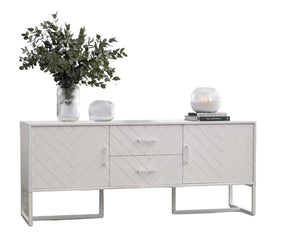 HAND MADE AXEL WHITE SCANDINAVIAN INSPIRED SOLID WOOD SIDEBOARD CONSOLE