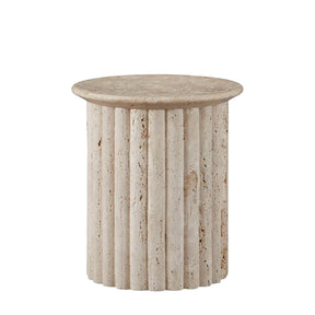 LORENZO HAND CRAFTED ORGANIC TRAVERTINE SIDE TABLE