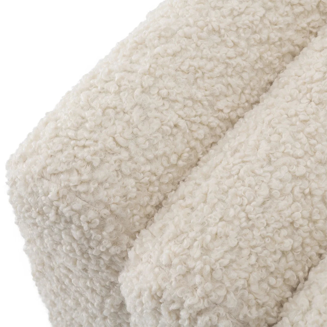 HAND CRAFTED MILLIE WHITE BOUCLE CUBE POUF