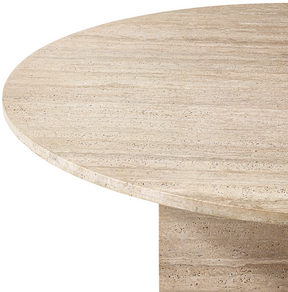 NATALIA HAND CRAFTED ORGANIC ROUND ITALIAN TRAVERTINE DINING TABLE