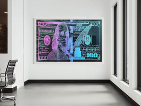 NEON 100 DOLLAR BILL - CANVAS WALL ART